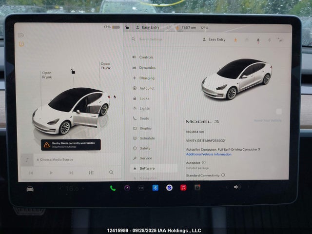 5YJ3E1EA9NF258032 Tesla MODEL 3