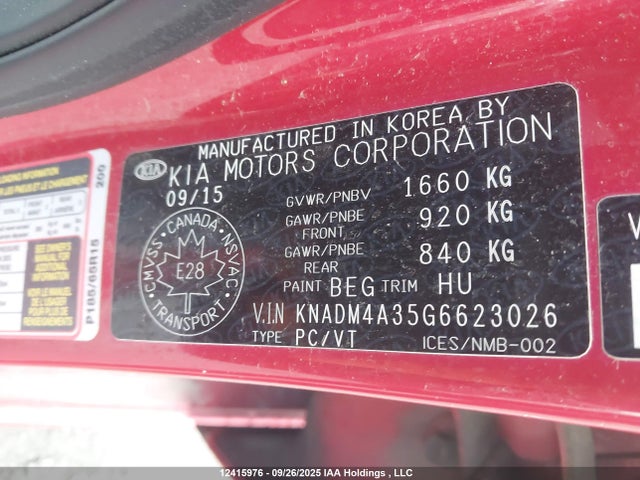 KIA gamma 2016 KNADM4A35G6623026 Image 9