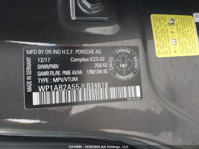 Porsche Macan 2018 WP1AB2A55JLB34618 Image 9