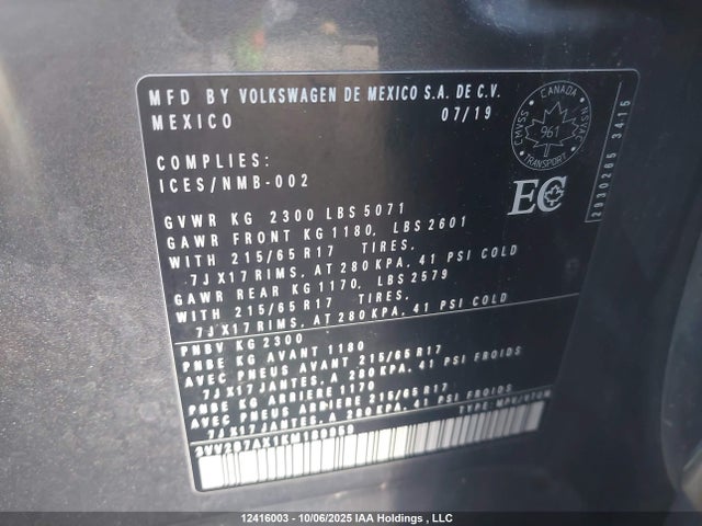 Volkswagen Tiguan 2019 3VV2B7AX1KM189959 Image 9