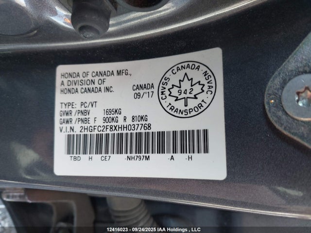Honda k20c2 2017 2HGFC2F8XHH037768 Image 9