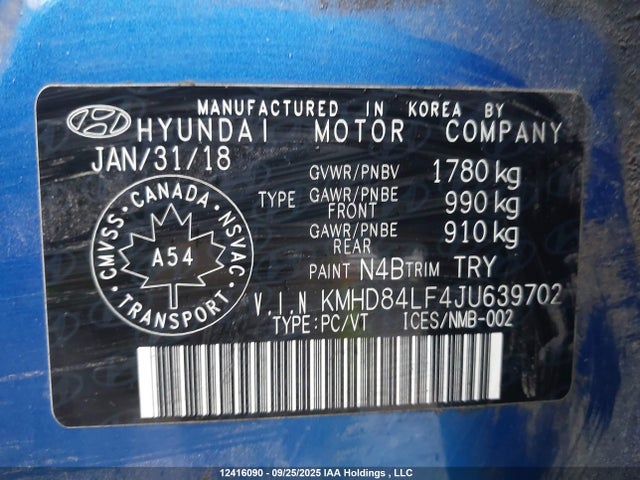 Aukcja sprzedaży 2018 Hyundai Elantra, vin: KMHD84LF4JU639702, numer aukcji: 12416090