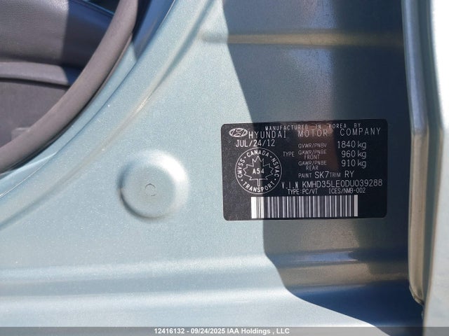 Aukcja sprzedaży 2013 Hyundai Elantra Gt Se, vin: KMHD35LE0DU039288, numer aukcji: 12416132