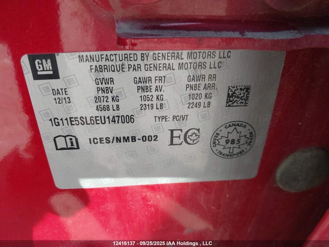 1G11E5SL6EU147006 Chevrolet MALIBU 2LT