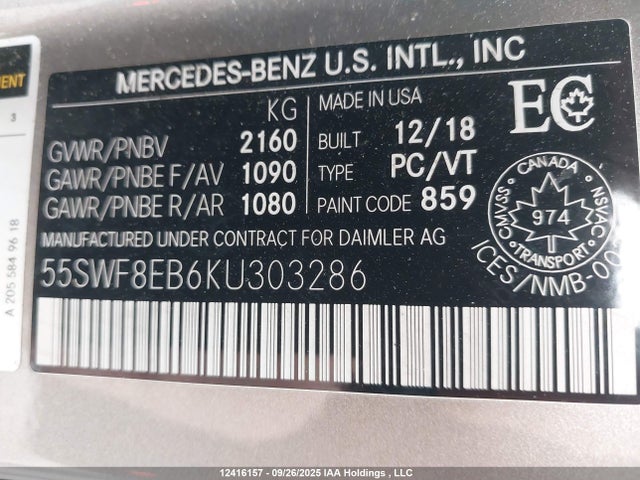 55SWF8EB6KU303286 Mercedes-Benz m264