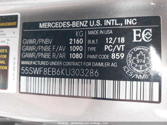 55SWF8EB6KU303286 Mercedes-Benz m264