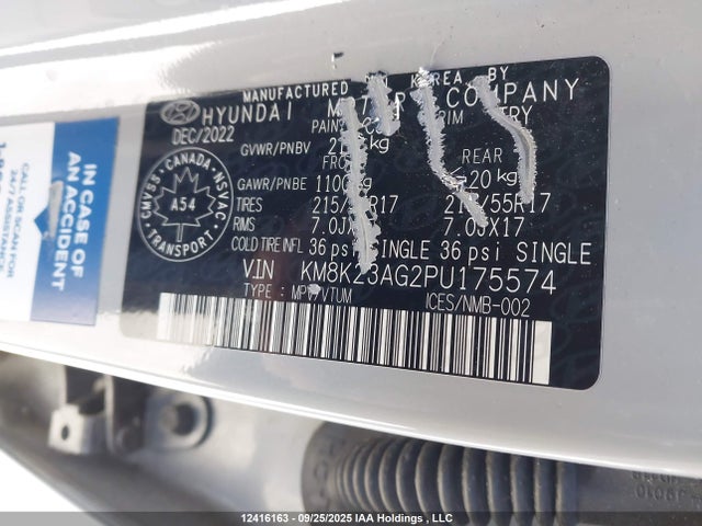 KM8K23AG2PU175574 Hyundai 2023