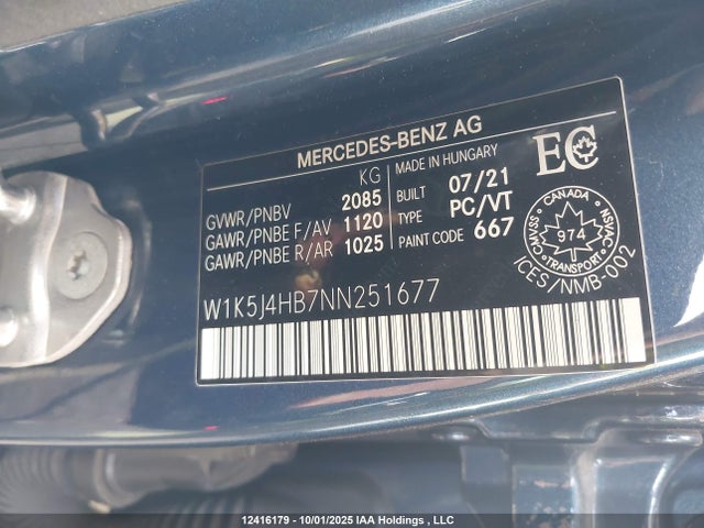 W1K5J4HB7NN251677 Mercedes-Benz m260