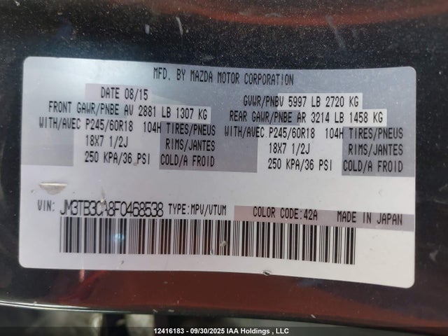 Mazda cav federal/canada 2015 JM3TB3CA8F0468538 Image 18