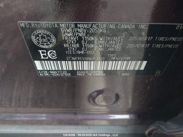 Toyota 2ar-fe 2017 2T3WFREVXHW351250 Image 9
