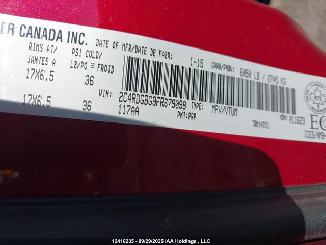 Dodge 2015 2015 2C4RDGBG9FR679098 Image 9