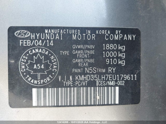 KMHD35LH7EU179611 Hyundai dohc gdi nu