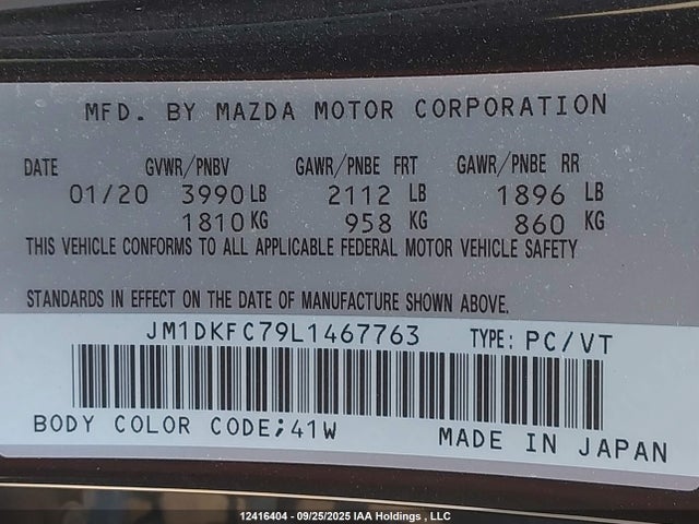 Mazda pe 2020 JM1DKFC79L1467763 Image 9