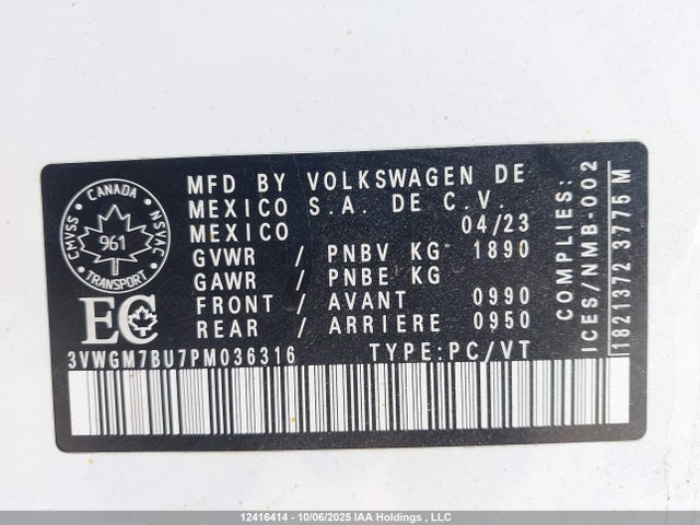 3VWGM7BU7PM036316 Volkswagen tsi