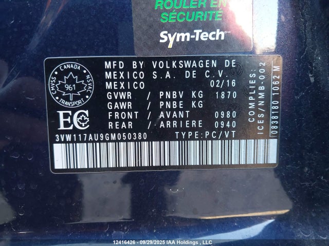 3VW117AU9GM050380 Volkswagen 1.8 tsi