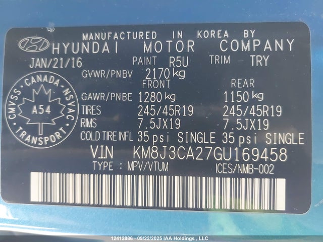 Hyundai Tucson 2016 KM8J3CA27GU169458 Image 9