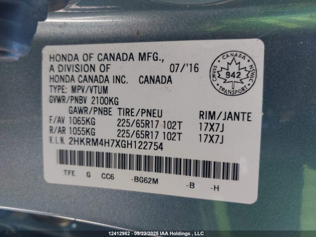 2HKRM4H7XGH122754 Honda k24w9