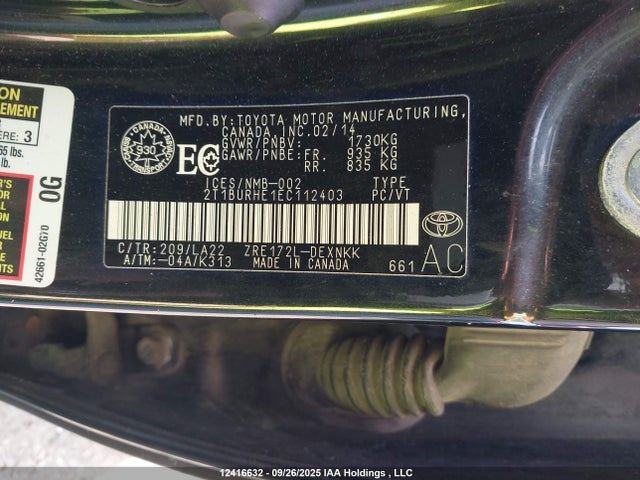 Toyota 2zr-fe 2014 2T1BURHE1EC112403 Image 9
