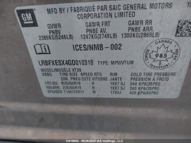 Продажа на аукционе авто 2016 Buick Envision Premium I, vin: LRBFXESX4GD010318, номер лота: 12416654