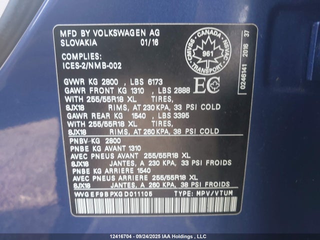 WVGEF9BPXGD011105 Volkswagen V6 Fsi/tdi
