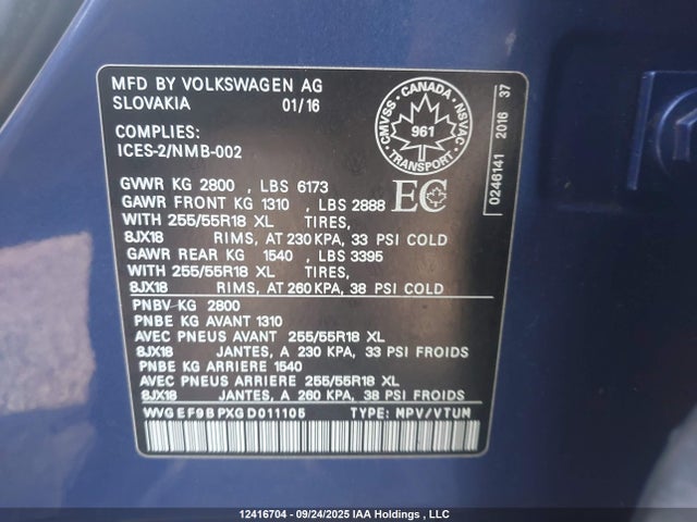 WVGEF9BPXGD011105 Volkswagen V6 Fsi/tdi