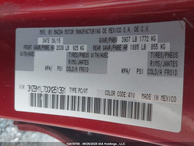 3MZBM1L70GM251391 Mazda pe
