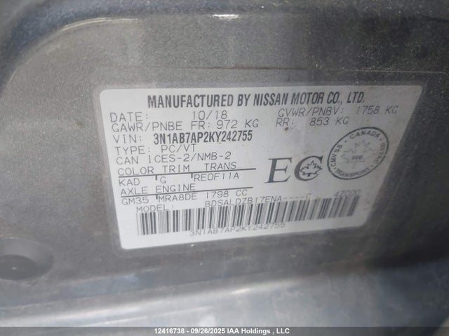 Nissan 2019 2019 3N1AB7AP2KY242755 Image 9