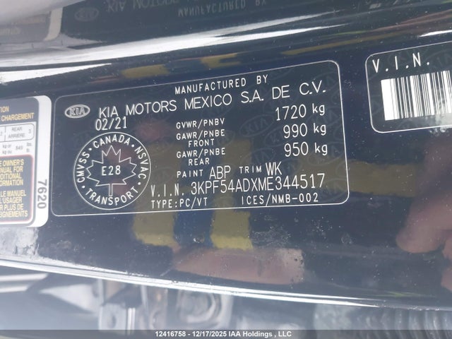 Aukcja sprzedaży 2021 Kia Forte Ex/ex Premium/ex+, vin: 3KPF54ADXME344517, numer aukcji: 12416758