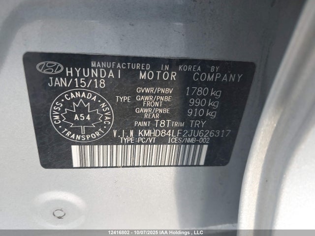 Hyundai mpi nu 2018 KMHD84LF2JU626317 Image 19