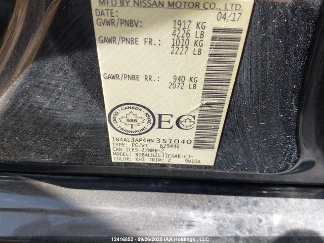 1N4AL3AP4HN351040 Nissan 2017