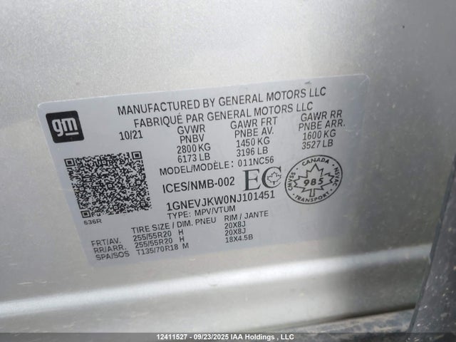 1GNEVJKW0NJ101451 Chevrolet lfy