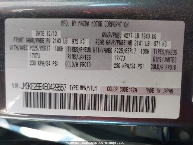 JM3KE2BE4E0429557 Mazda pe