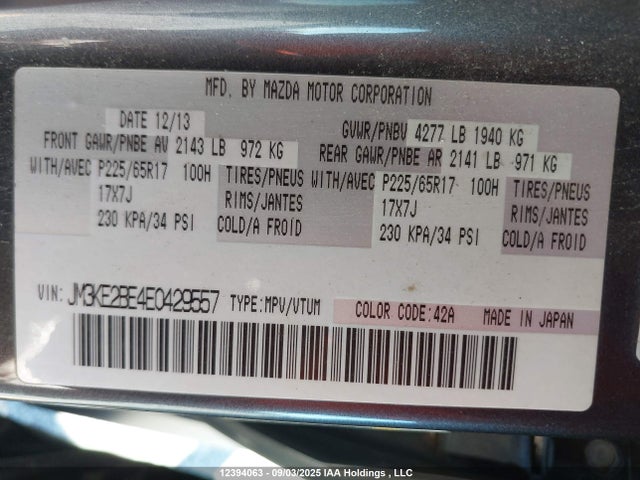 JM3KE2BE4E0429557 Mazda pe