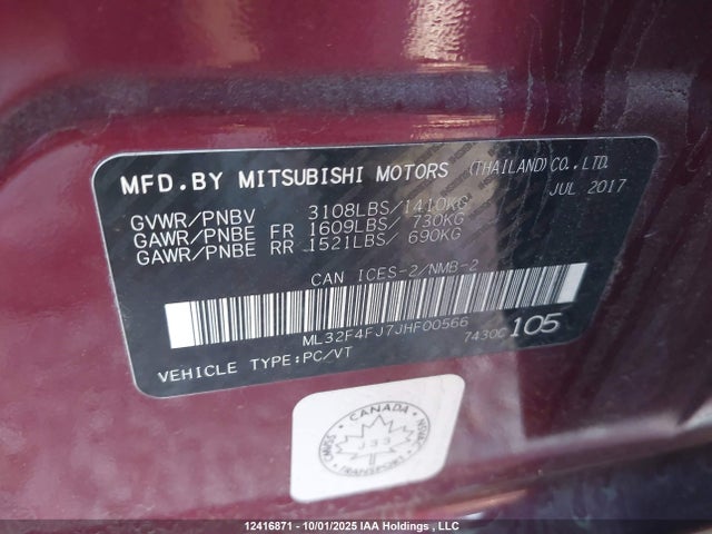 Mitsubishi MIRAGE G4 2018 ML32F4FJ7JHF00566 Image 9
