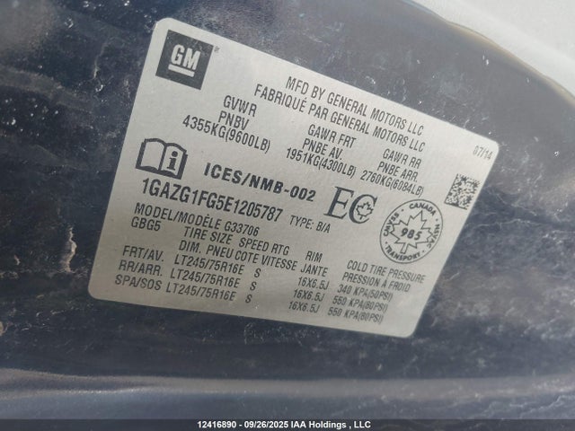 1GAZG1FG5E1205787 Chevrolet l96