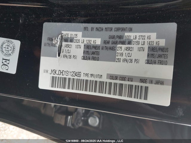 Aukcja sprzedaży 2025 Mazda Cx-70 Premium, vin: JM3KJDHD1S1123489, numer aukcji: 12416900