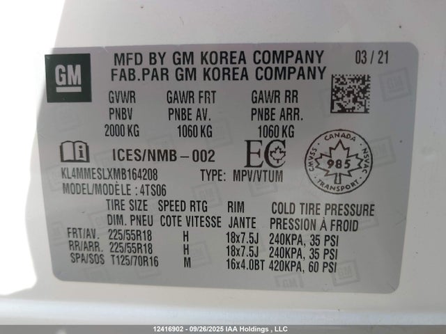 KL4MMESLXMB164208 Buick l3t - l3, sidi, vvt, alum