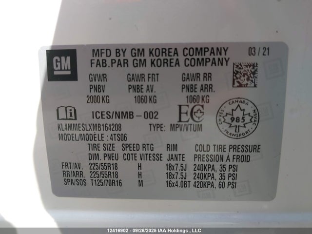 KL4MMESLXMB164208 Buick l3t - l3, sidi, vvt, alum
