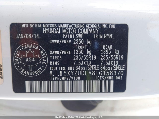 5XYZUDLA8EG158370 Hyundai t-gdi theta