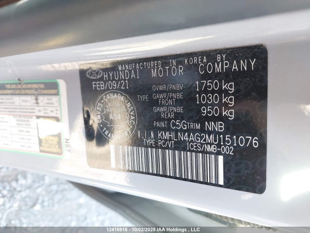 Hyundai mpi nu pe 2021 KMHLN4AG2MU151076 Image 9