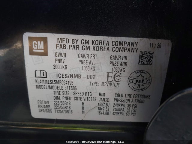 KL4MMESL5MB094195 Buick l3t - l3, sidi, vvt, alum