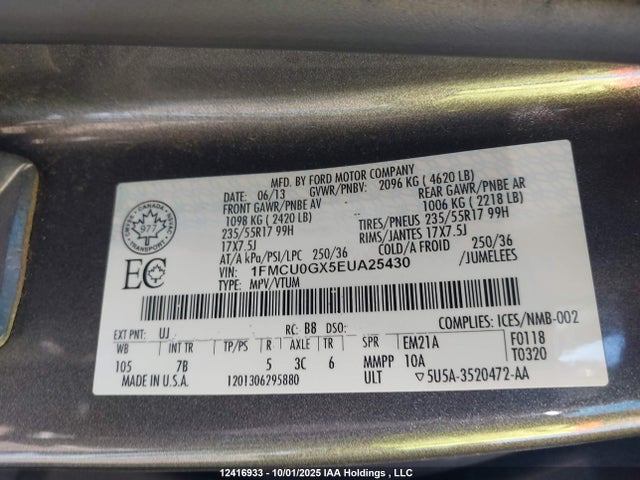 1FMCU0GX5EUA25430 Ford 2014