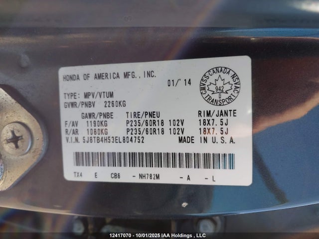 5J8TB4H53EL804752 Acura j35z2