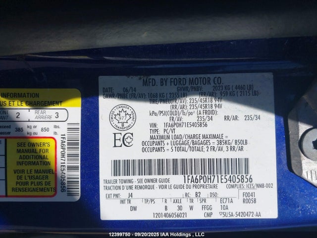 1FA6P0H71E5405856 Ford Fusion