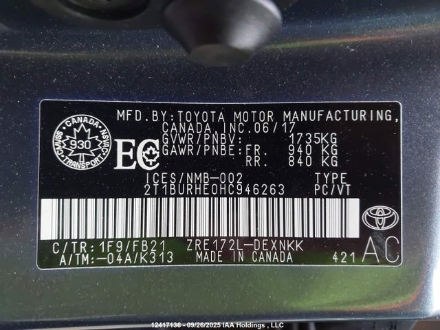Toyota 2zr-fe 2017 2T1BURHE0HC946263 Image 18