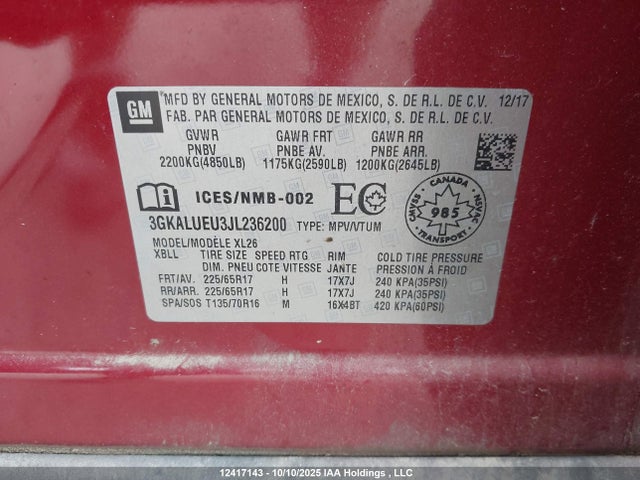 3GKALUEU3JL236200 GMC lh7 - urea, cri, vgt, alum
