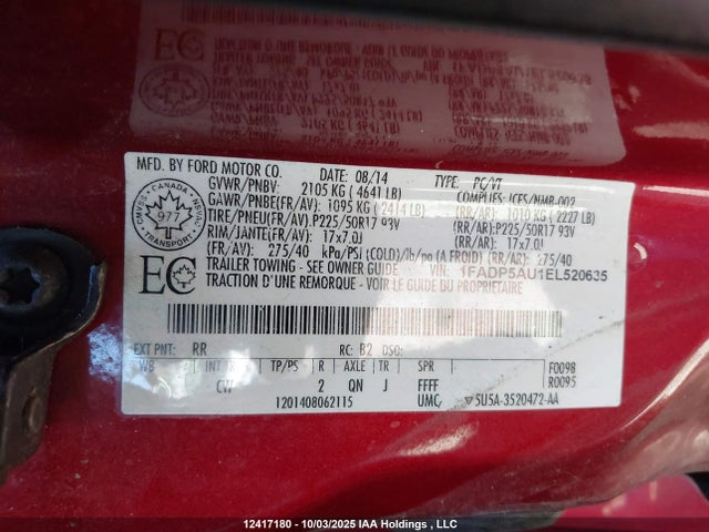1FADP5AU1EL520635 Ford atk ivct hev