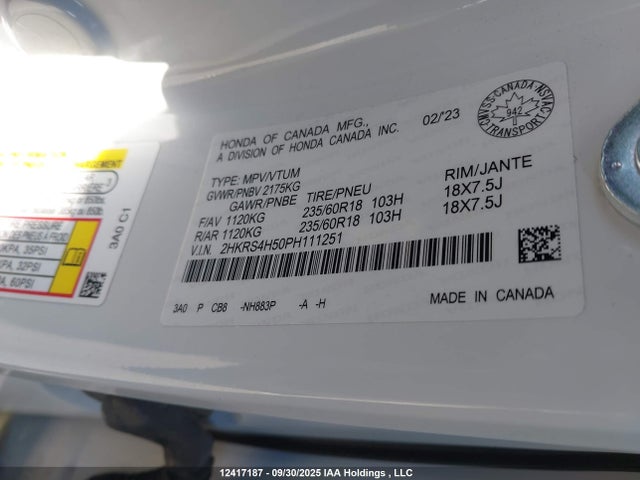 2HKRS4H50PH111251 Honda l15be