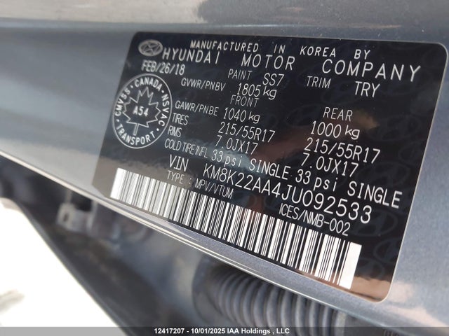 Hyundai mpi nu 2018 KM8K22AA4JU092533 Image 9