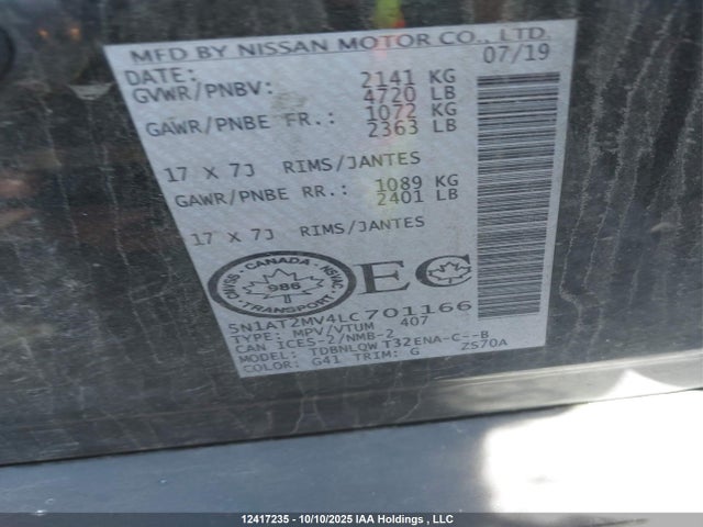 Nissan Rogue 2020 5N1AT2MV4LC701166 Image 9